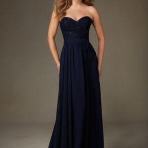 Strapless Navy Formal Dress